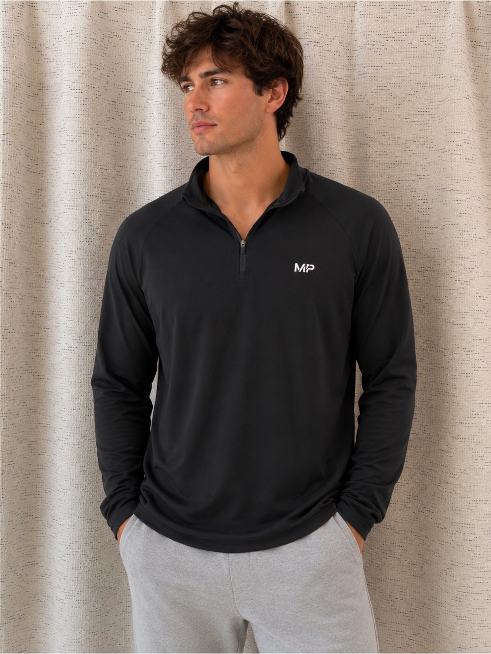 MP Men's Black Quarter-Zip Long Sleeve Shirt